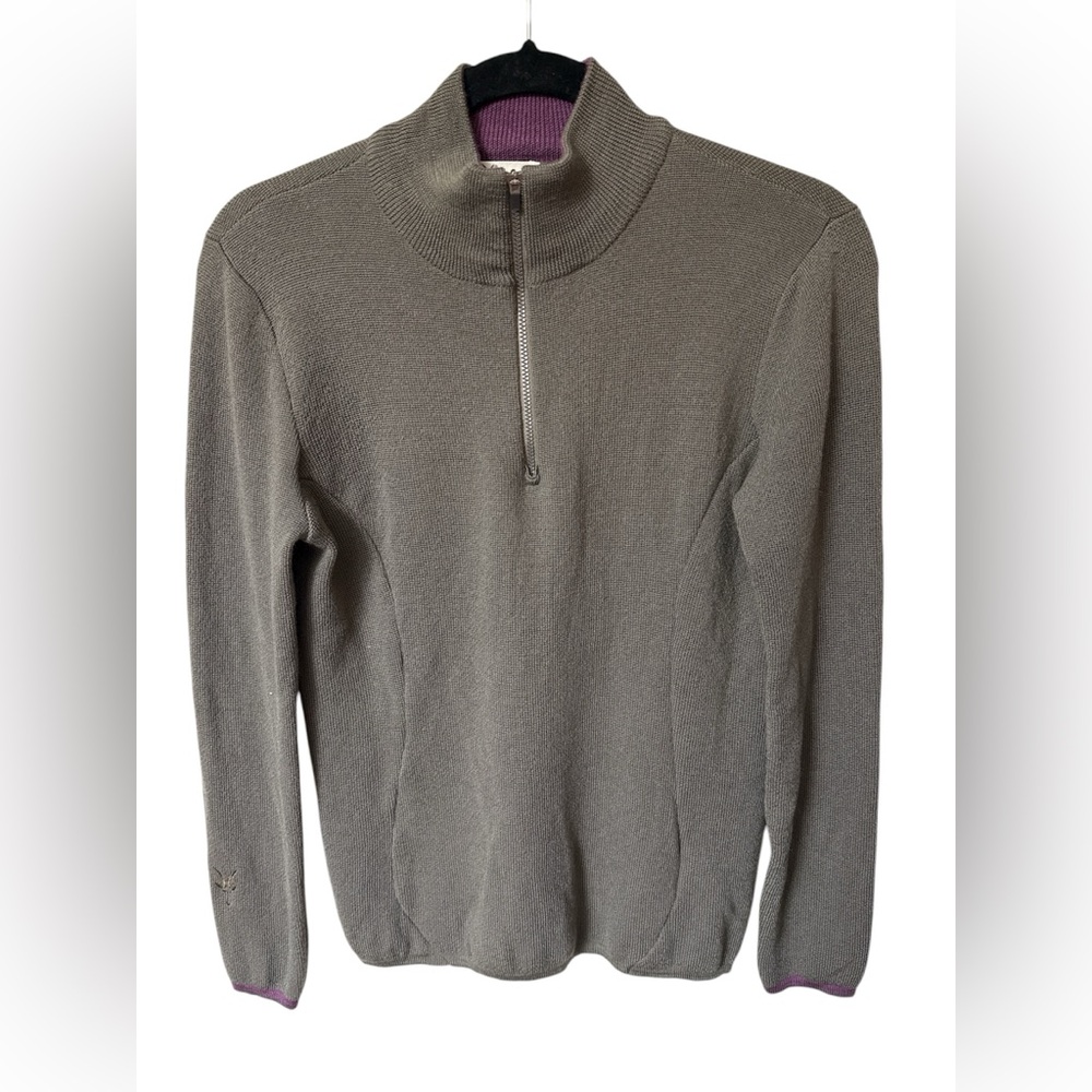 Ibex 100% Superwash Merino Wool 1/4 Zip Pullover Sweater Women’s Brown Medium
